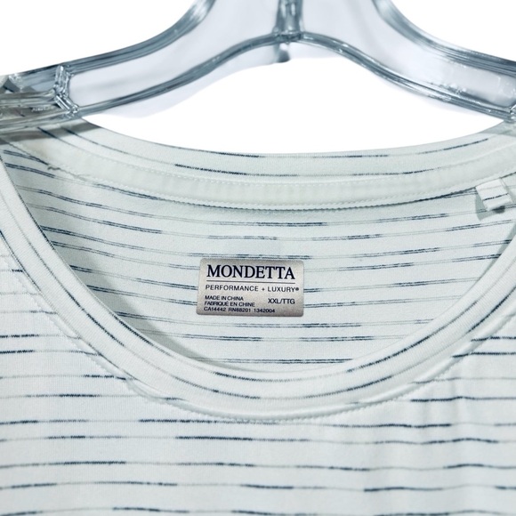 Mondetta, Plus Size Performance Tee, White With Subtle Stripes, Size XXL - Picture 4 of 9